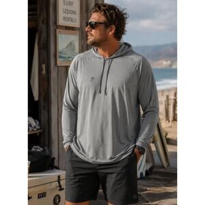 O'Neill Hyperdry Hybrid Hooded Top Mens XXL Gray UPF 50+ Surf Swim Rashguard